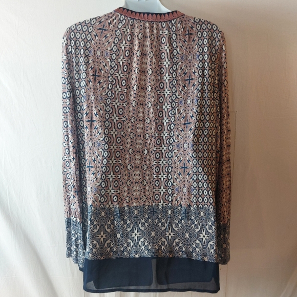 Vintage America Boho Blouse Top Medium blue pink - Picture 6 of 13